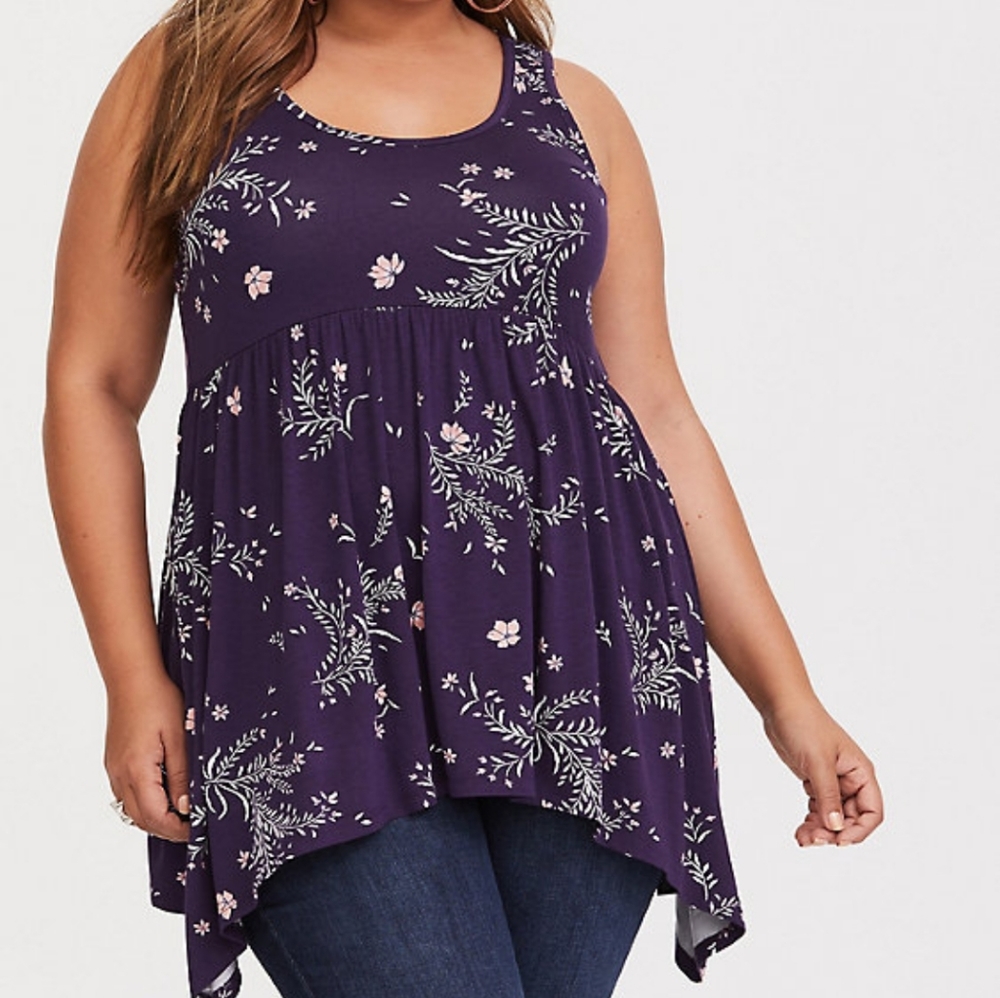 Purple floral babydoll sharkbite tank